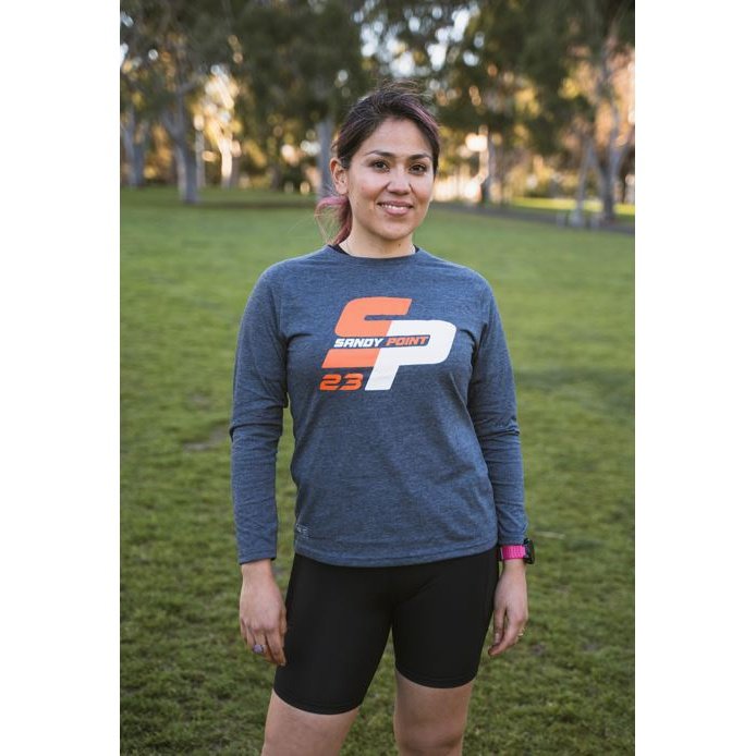 Sandy Point Long-Sleeve T-Shirt Womens 2023 Event Merchandise BLACK