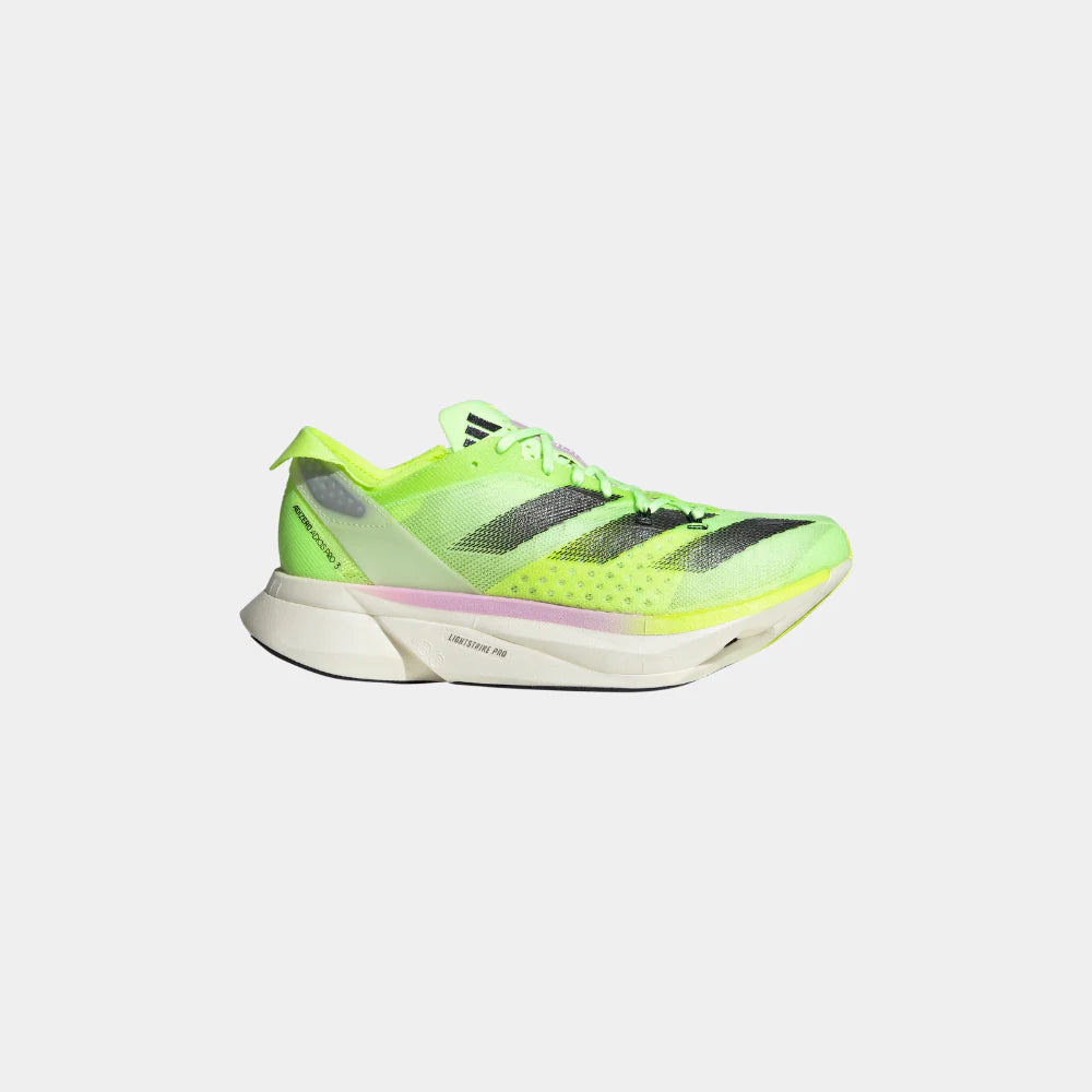 Adidas Adizero Adios Pro 3 Womens FOOTWEAR - Womens Carbon Plate AURORA BLACK/ZERO METALLIC/LUCID LEMON