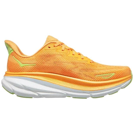 Hoka One One Clifton 9 Mens FOOTWEAR - Mens Neutral Cushioned SOLAR FLARE / LETTUCE