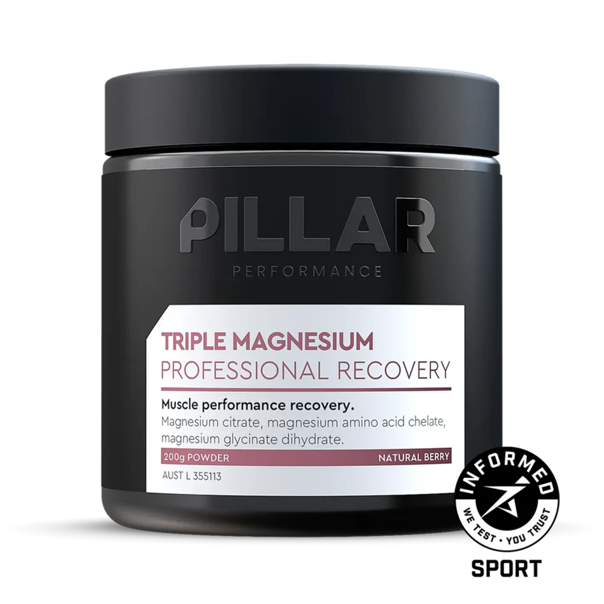 PILLAR PERFORMANCE Triple Magnesium Powder 200g NUTRITION - Energy and Recovery Powder JAR