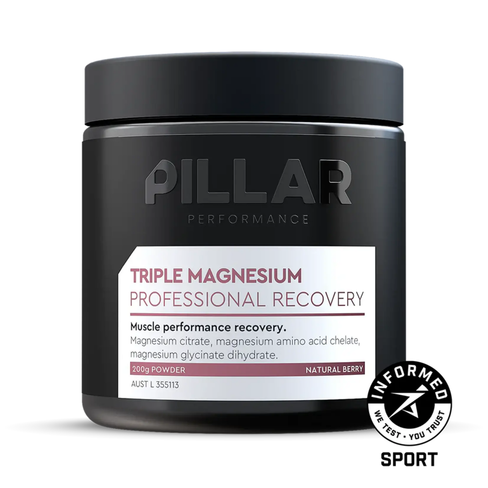 PILLAR PERFORMANCE Triple Magnesium Powder 200g NUTRITION - Energy and Recovery Powder JAR