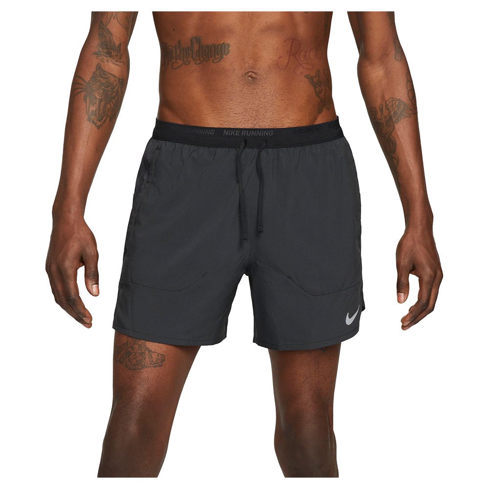 NIKE Stride Shorts 5 Inch Mens APPAREL - Mens Shorts BLACK/BLACK/SILVER REFLECTIVE