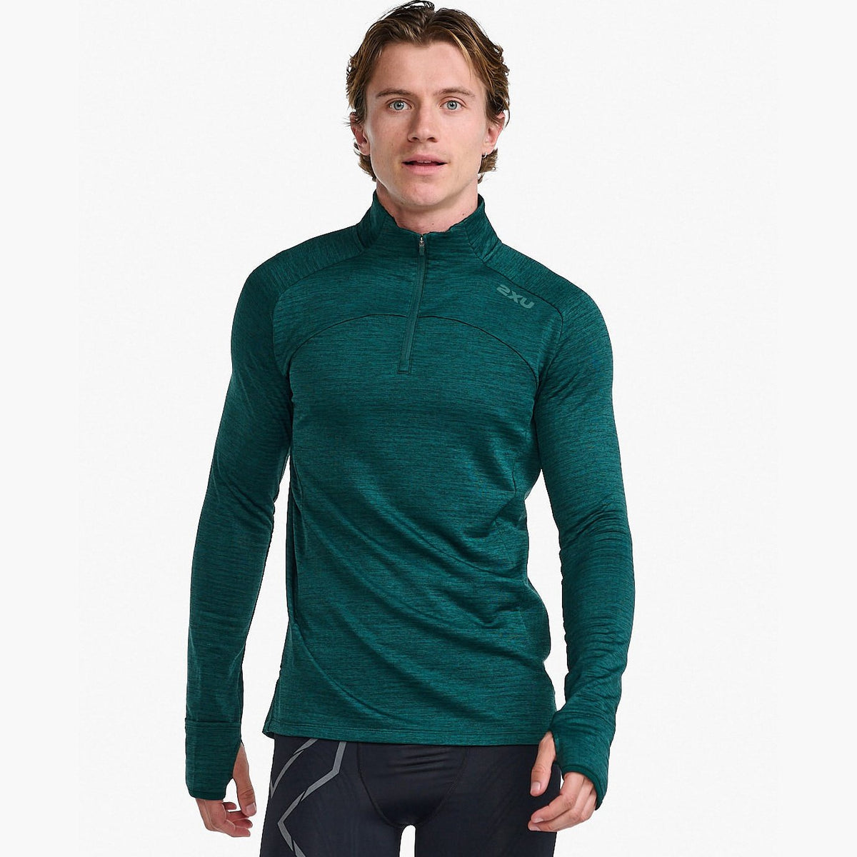2XU Ignition 1/4 Zip Mens APPAREL - Mens Long Sleeve Tops PINE/PINE REFLECTIVE