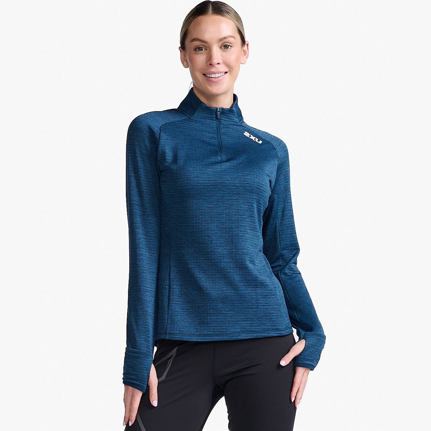 2XU Ignition 1/4 Zip Womens APPAREL - Womens Long Sleeve Tops MOONLIGHT/ WHITE REFLECTIVE
