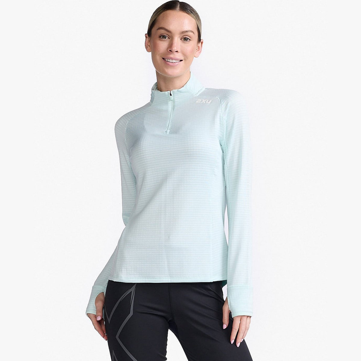 2XU Ignition 1/4 Zip Womens APPAREL - Womens Long Sleeve Tops GLACIER/ WHITE REFLECTIVE