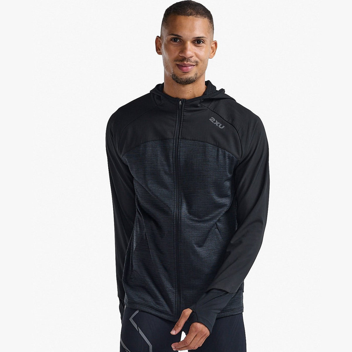 2XU Ignition Shield Hooded Mid-Layer Mens APPAREL - Mens Jackets BLACK/BLACK REFLECTIVE