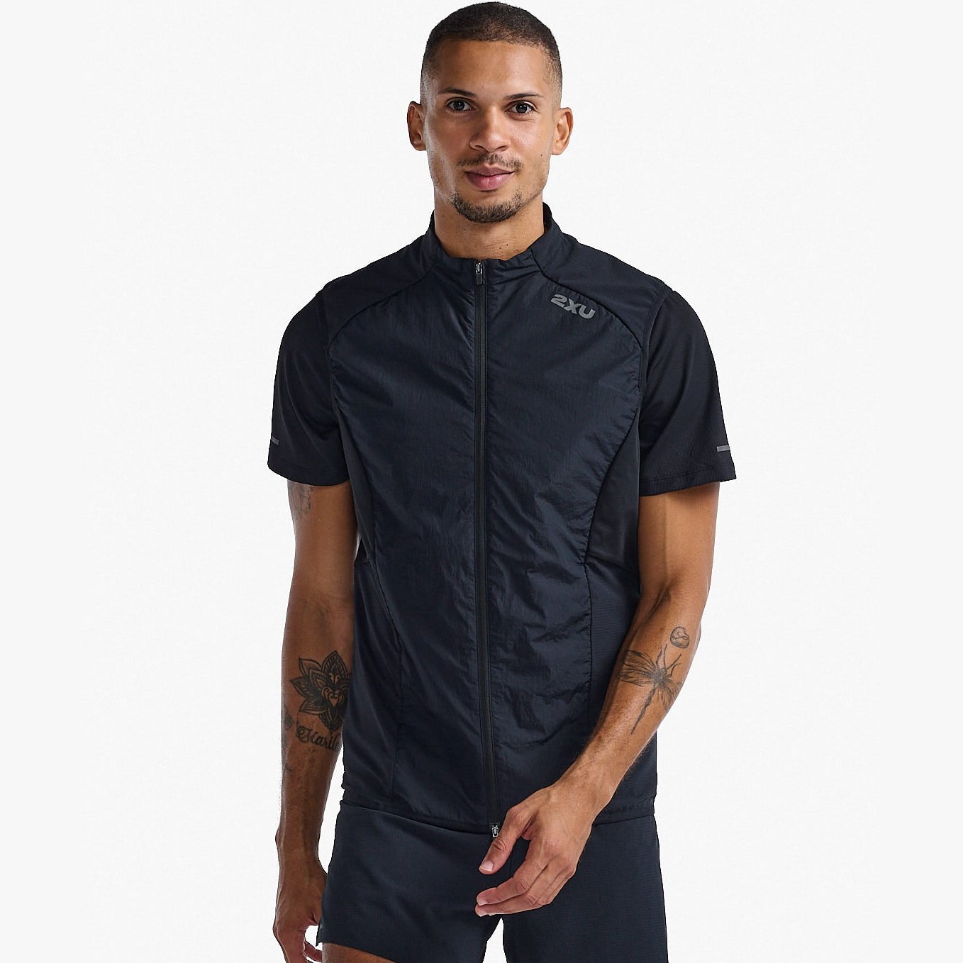 2XU Light Speed Hybrid Vest Mens APPAREL - Mens Jackets BLACK/BLACK REFLECTIVE