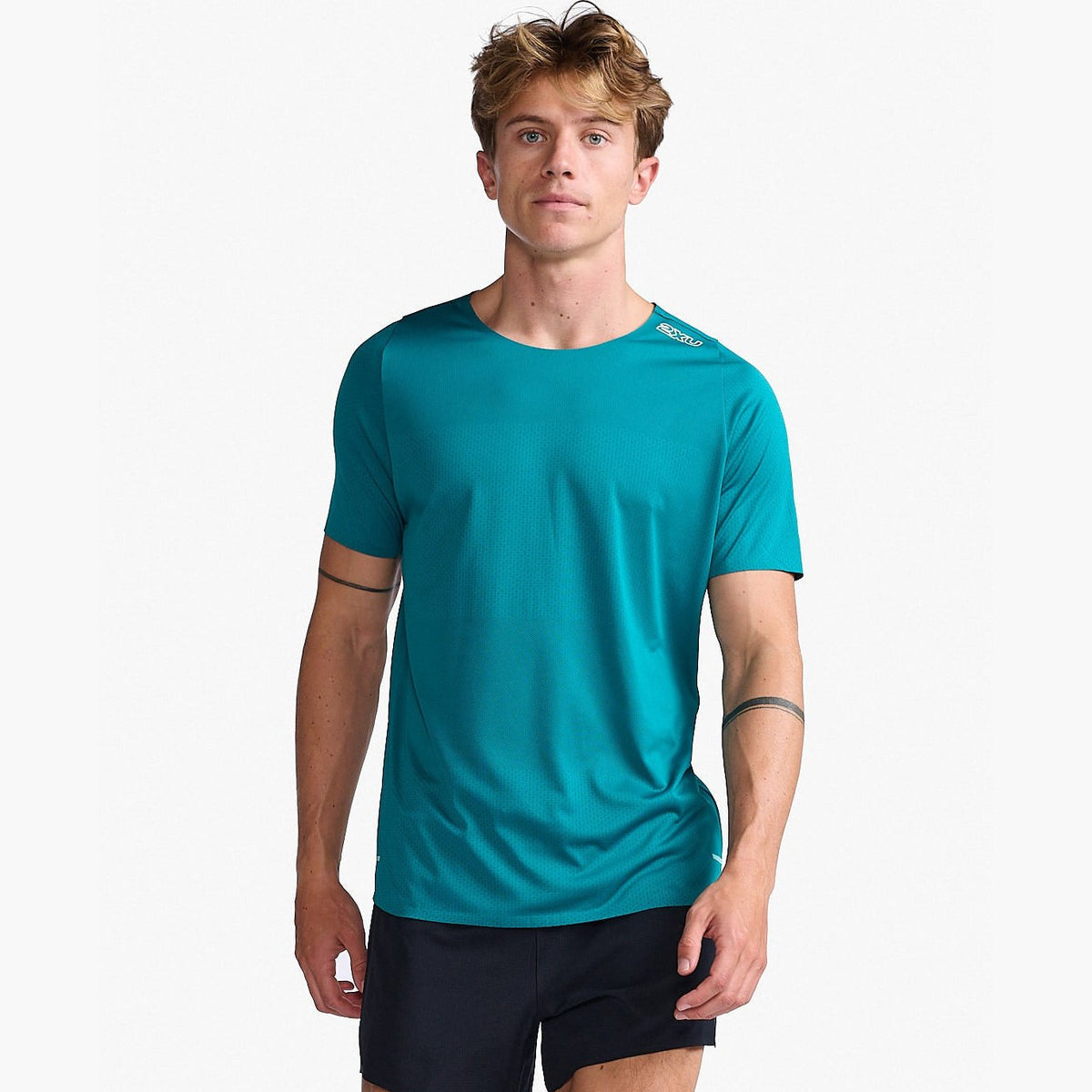 2XU Mens Light Speed Tech Tee APPAREL - Mens T-Shirts JADE/GLACIER REFLECTIVE