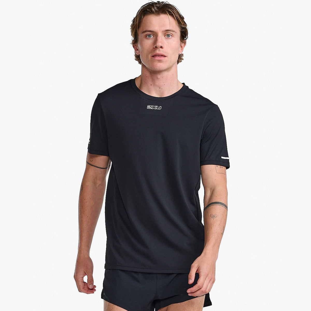2XU Light Speed Tech Tee Mens APPAREL - Mens T-Shirts GLITCH/WHITE REFLECTIVE