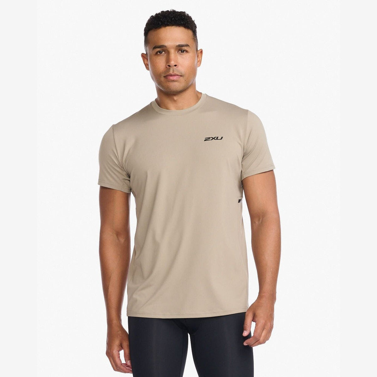 2XU Motion Tee Mens APPAREL - Mens T-Shirts STONE/BLACK