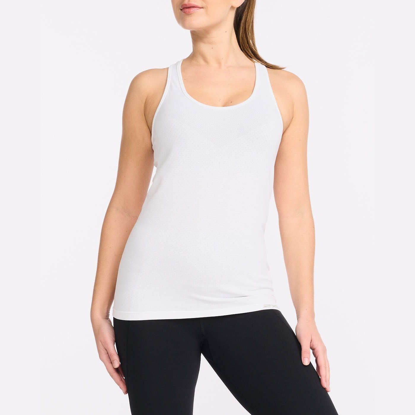 2XU Motion Tech Singlet Womens APPAREL - Womens Tanks WHITE/HARBOUR MIST