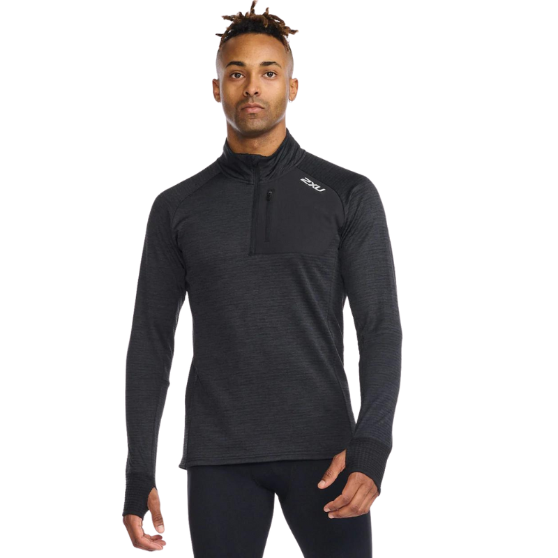 2XU Ignition 1/4 Zip Mens APPAREL - Mens Long Sleeve Tops BLACK/SILVER REFLECTIVE
