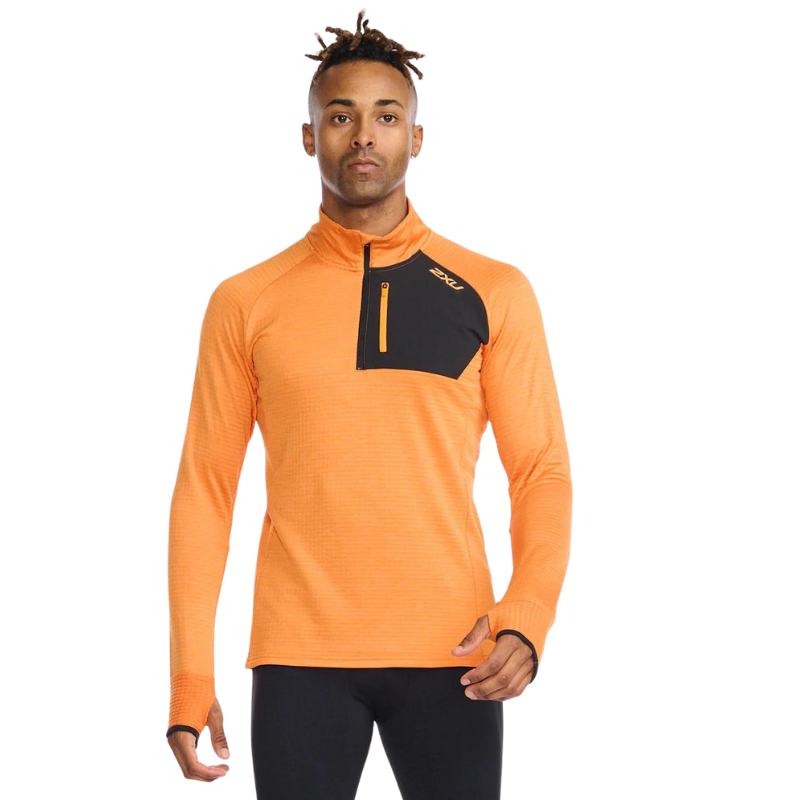 2XU Ignition 1/4 Zip Mens APPAREL - Mens Long Sleeve Tops TUMERIC/TUMERIC REFLECTIVE