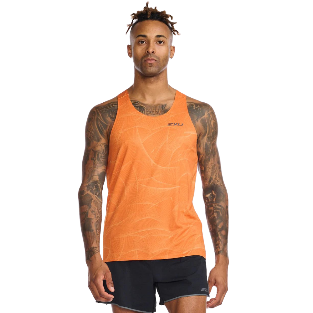 2XU Light Speed Singlet Mens APPAREL - Mens Singlets SPIRAL/BLACK REFLECTIVE