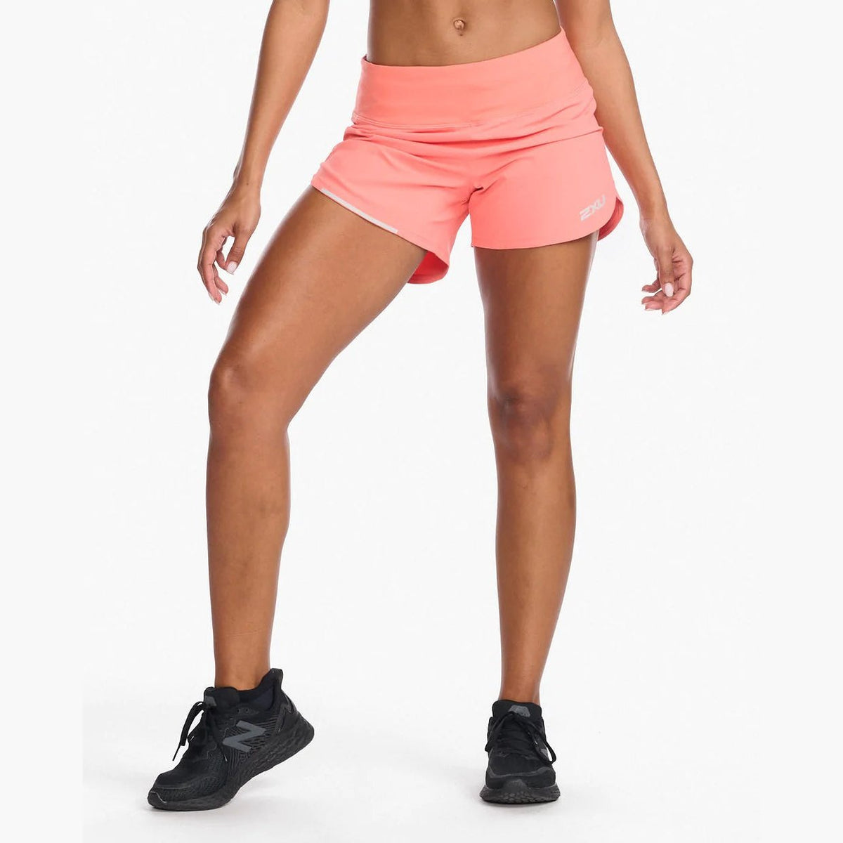 2XU Aero 4 Inch Short Womens APPAREL - Womens Shorts HYPER CORAL/WHITE REFLECTIVE