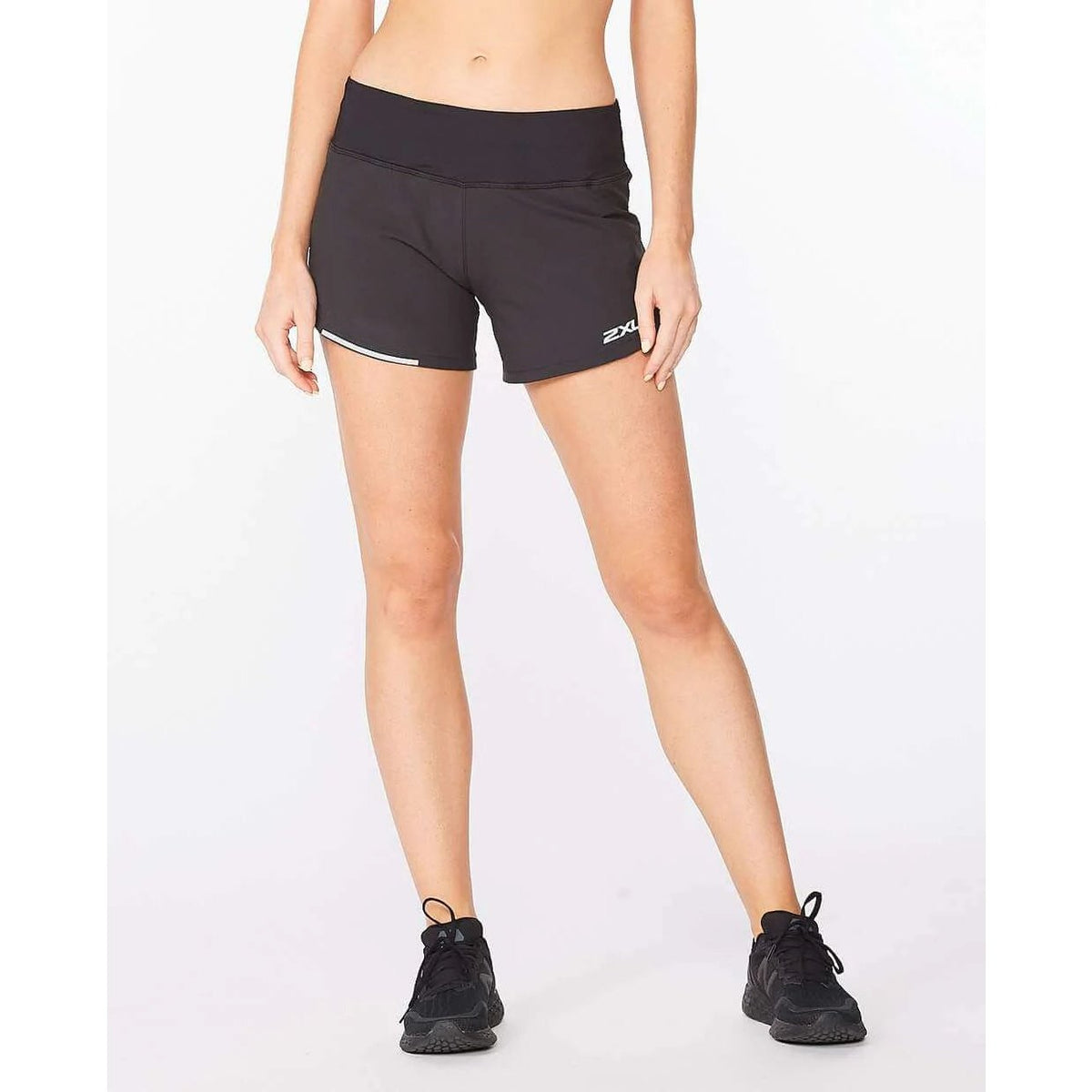 2XU Aero 4 Inch Short Womens APPAREL - Womens Shorts BLACK/SILVER REFLECTIVE