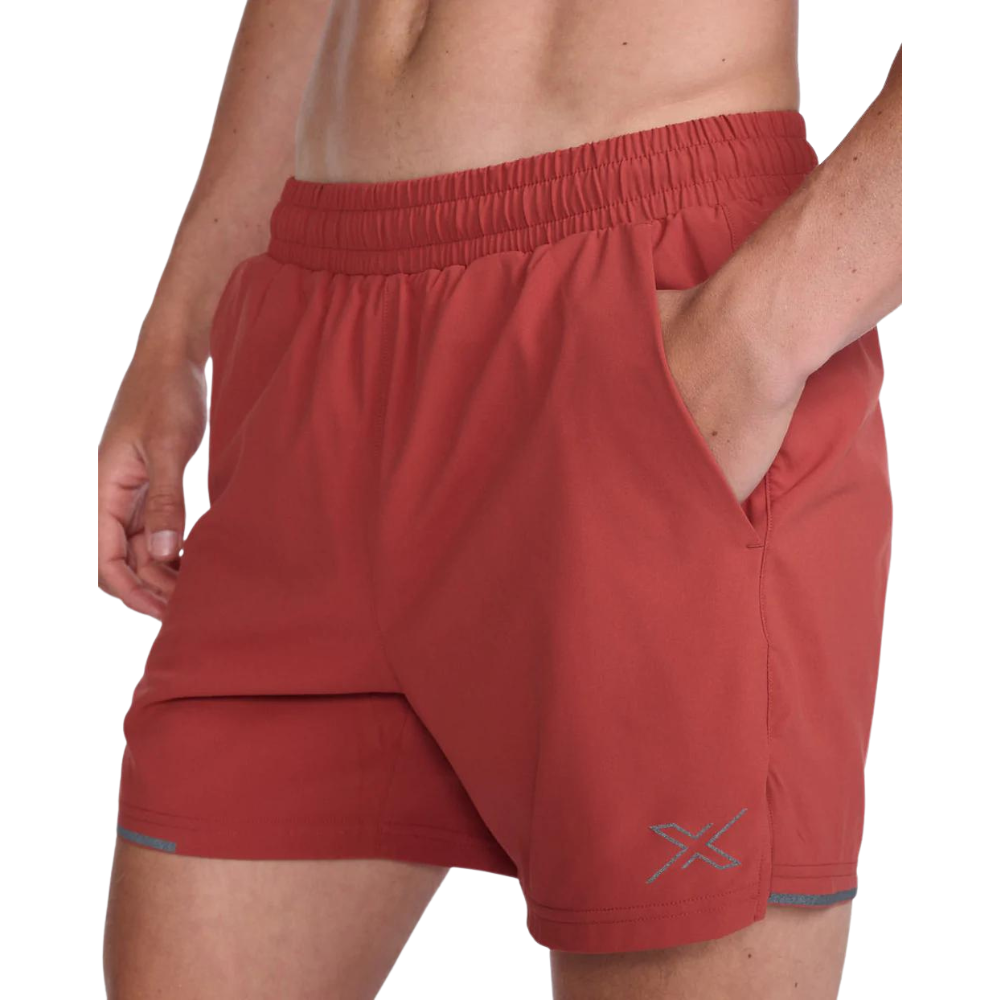 2XU Aero 5 Inch Shorts Mens APPAREL - Mens Shorts CHILLI OIL/ BLACK REFLECTIVE