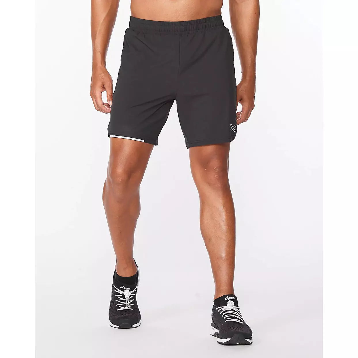2XU Aero 7 Inch Shorts Mens APPAREL - Mens Shorts BLACK/SILVER REFLECTIVE