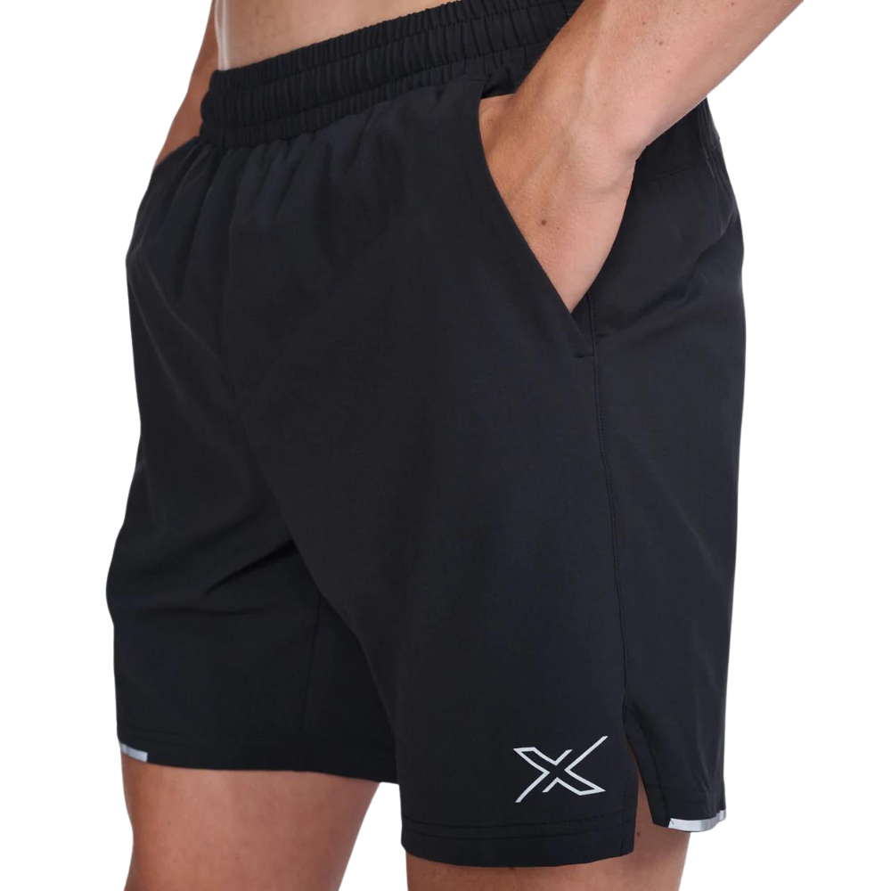2XU Aero 7 Inch Shorts Mens APPAREL - Mens Shorts BLACK/SILVER REFLECTIVE