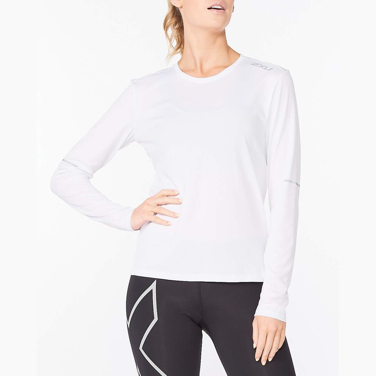 2XU Aero L/S Tee Womens APPAREL - Womens Long Sleeve Tops WHITE/WHITE REFLECTIVE