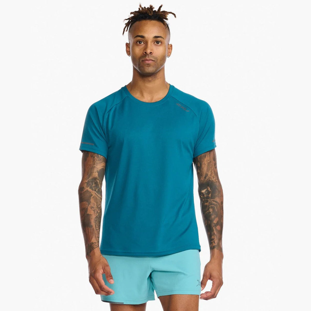 2XU Aero Tee Mens APPAREL - Mens T-Shirts OCEANSIDE/BLACK REFLECTIVE