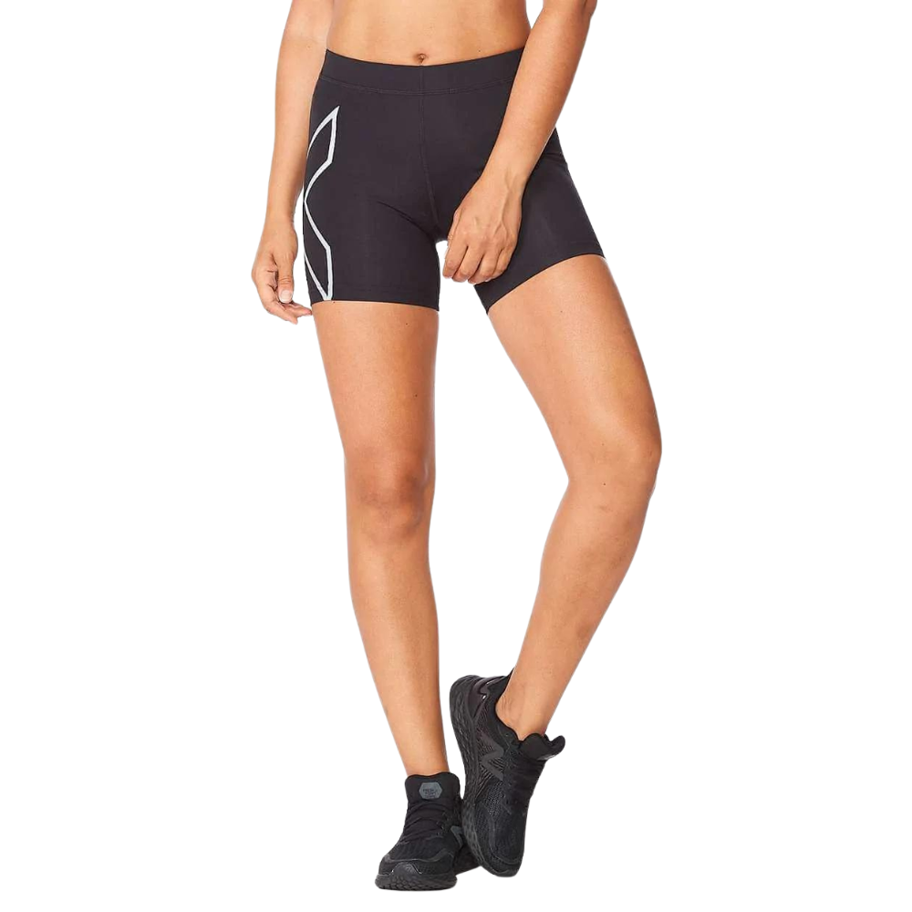 2XU Core Compression 5 Inch Shorts Womens APPAREL - Womens Compression Tights BLACK/SILVER