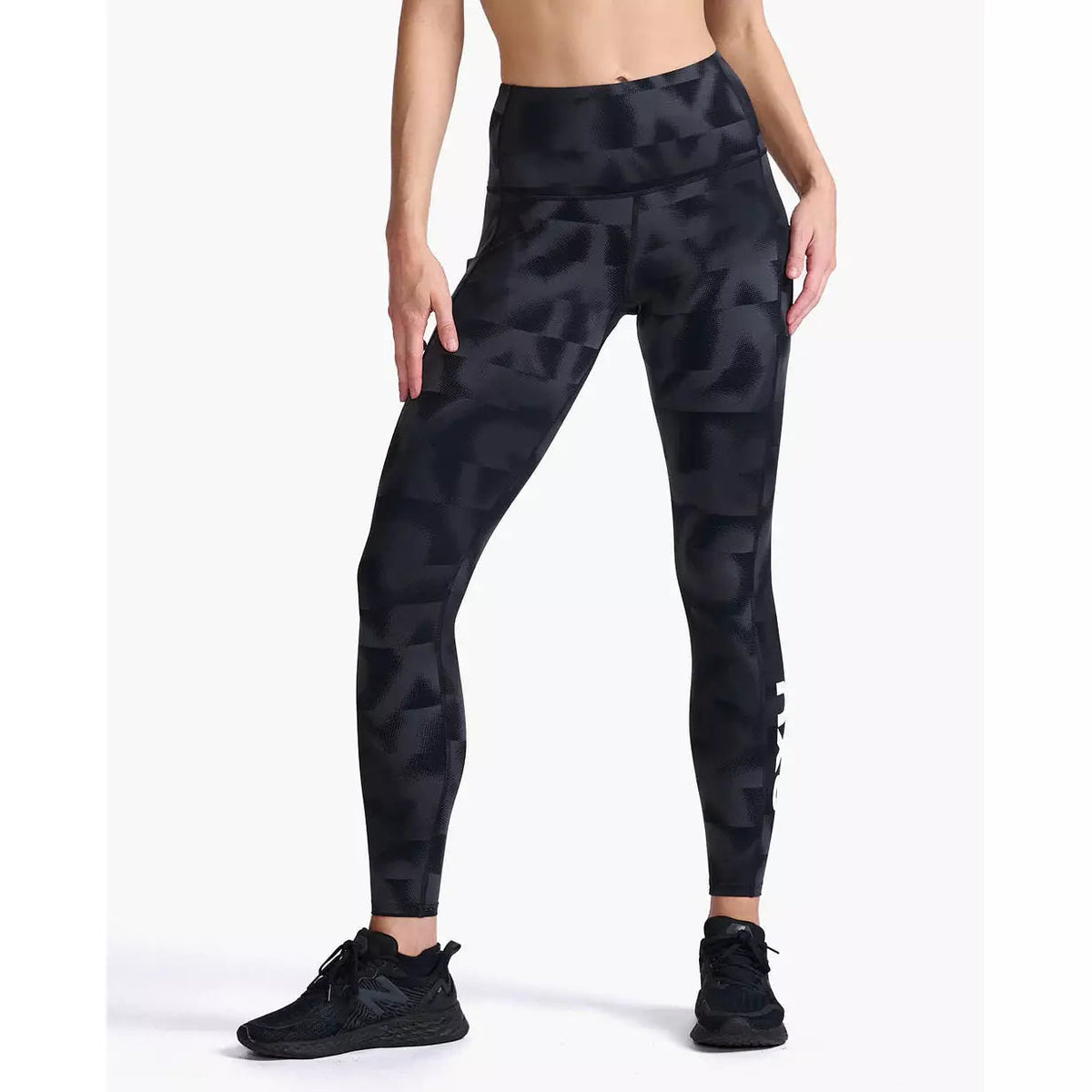 2XU Form Lineup Hi-Rise Comp Tight Womens APPAREL - Womens Compression Tights HALFTONE SPLICE/WHITE