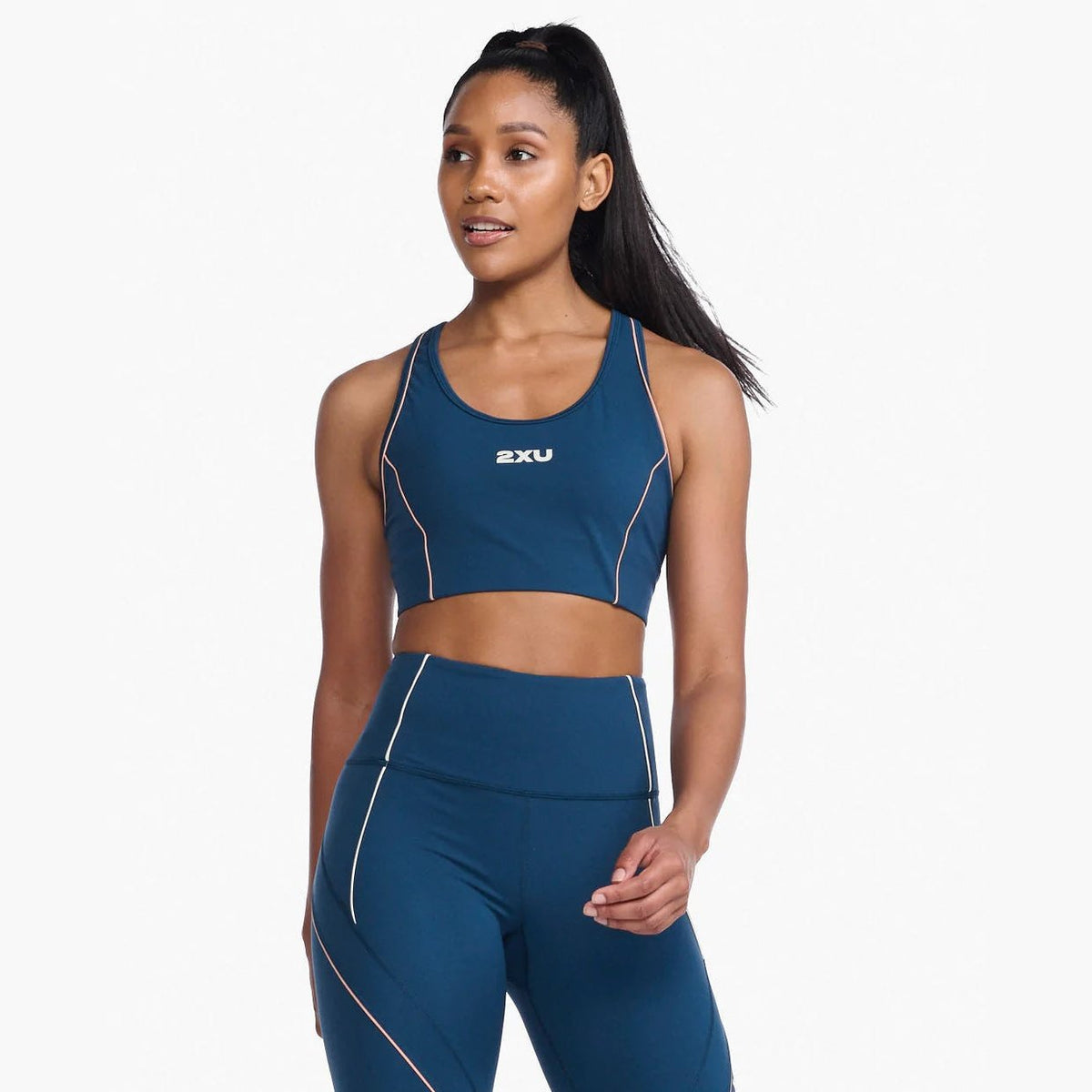 2XU Form Swift Crop Womens APPAREL - Womens Crops MOONLIGHT/OFF WHITE