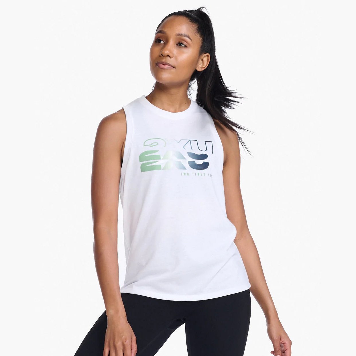 2XU Form Tank Womens APPAREL - Womens Tanks WHITE/WILLOW GREEN