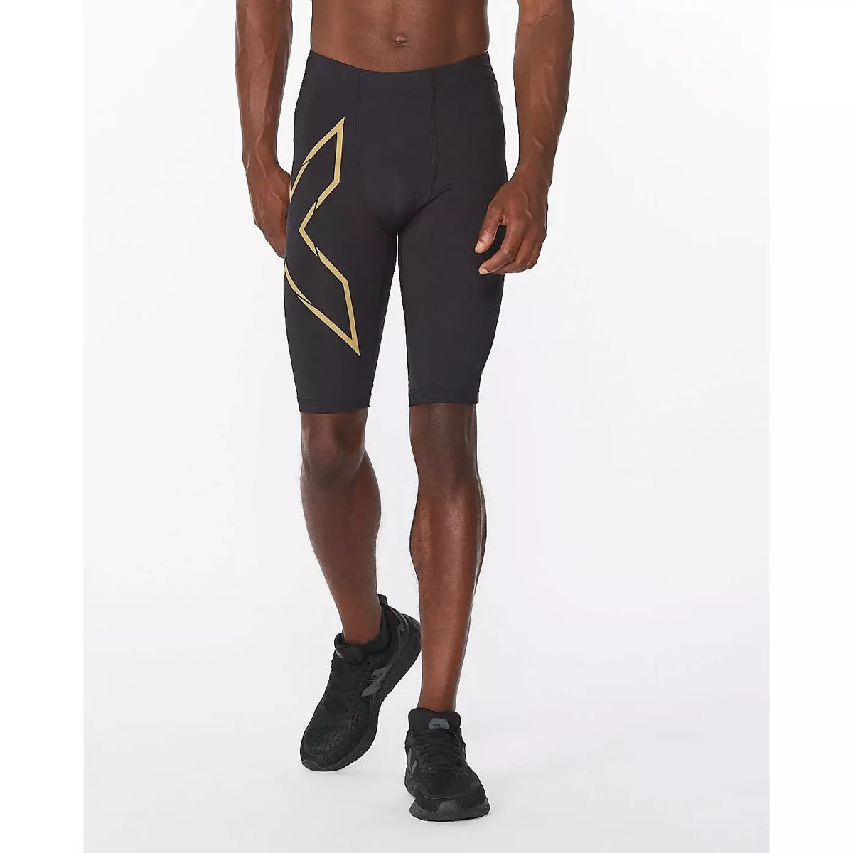 2XU Light Speed Compression Shorts Mens APPAREL - Mens Compression BLACK/GOLD REFLECTIVE