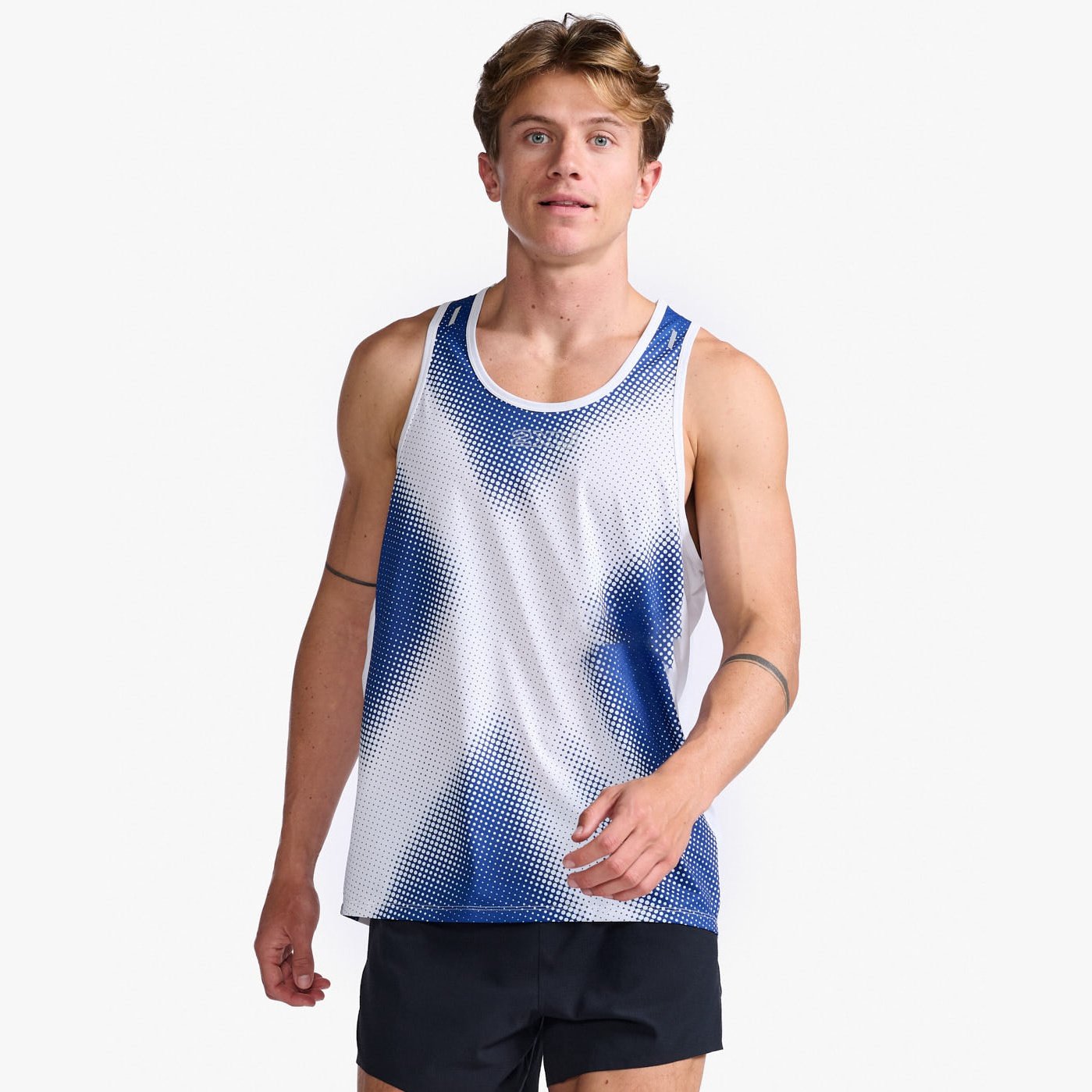 2XU Light Speed Singlet Mens APPAREL - Mens Singlets WHITE SURF X/SILVER REFLECTIVE