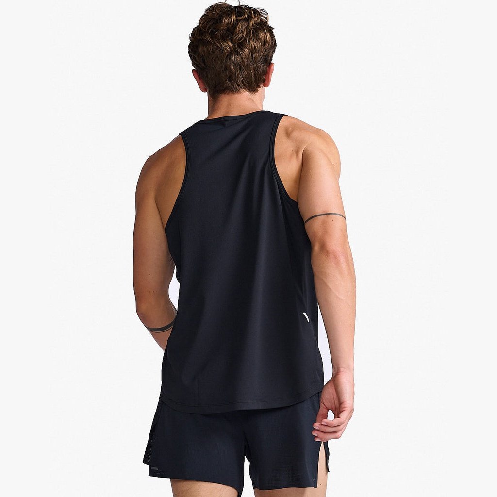 2XU Light Speed Singlet Mens APPAREL - Mens Singlets BLACK WHITE X/BLACK REFLECTIVE