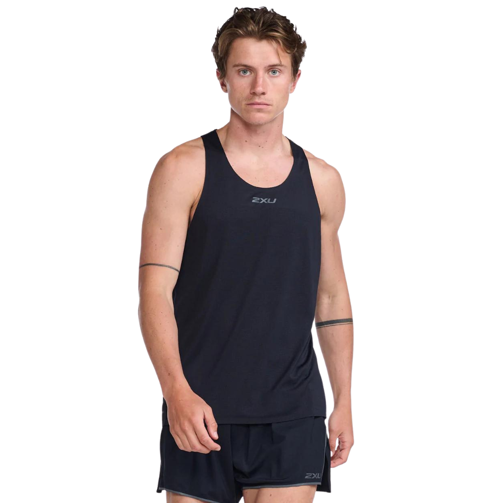 2XU Light Speed Tech Singlet Mens APPAREL - Mens Singlets BLACK/BLACK REFLECTIVE