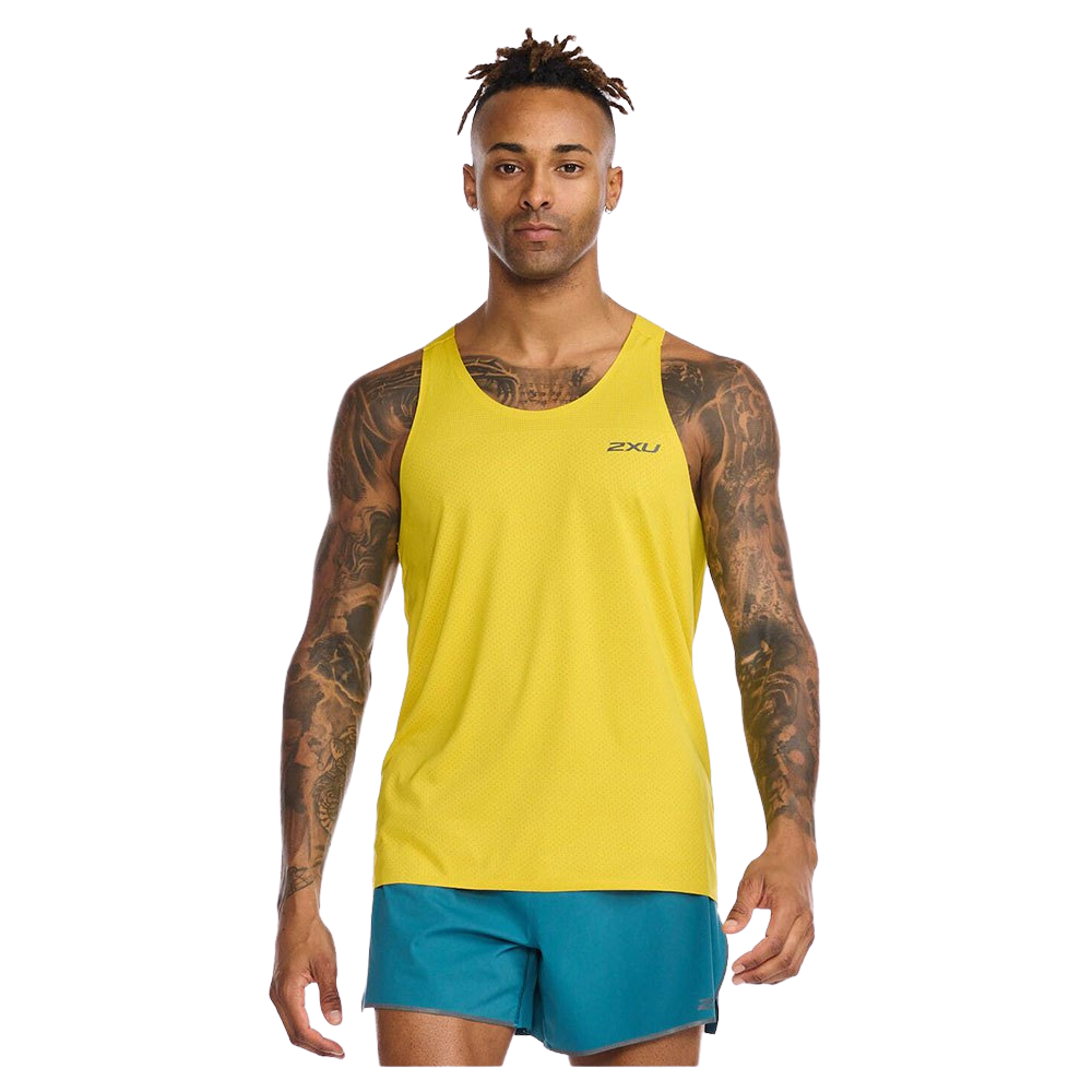 2XU Light Speed Tech Singlet Mens APPAREL - Mens Singlets SULPHUR/BLACK REFLECTIVE
