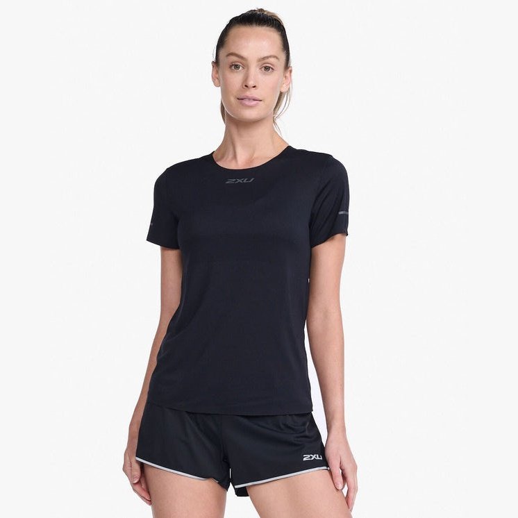 2XU Light Speed Tech Tee Womens APPAREL - Womens T-Shirts BLACK/BLACK REFLECTIVE