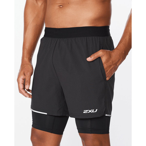2XU Aero 2-in-1 5 Inch Shorts Mens APPAREL - Mens Shorts BLACK