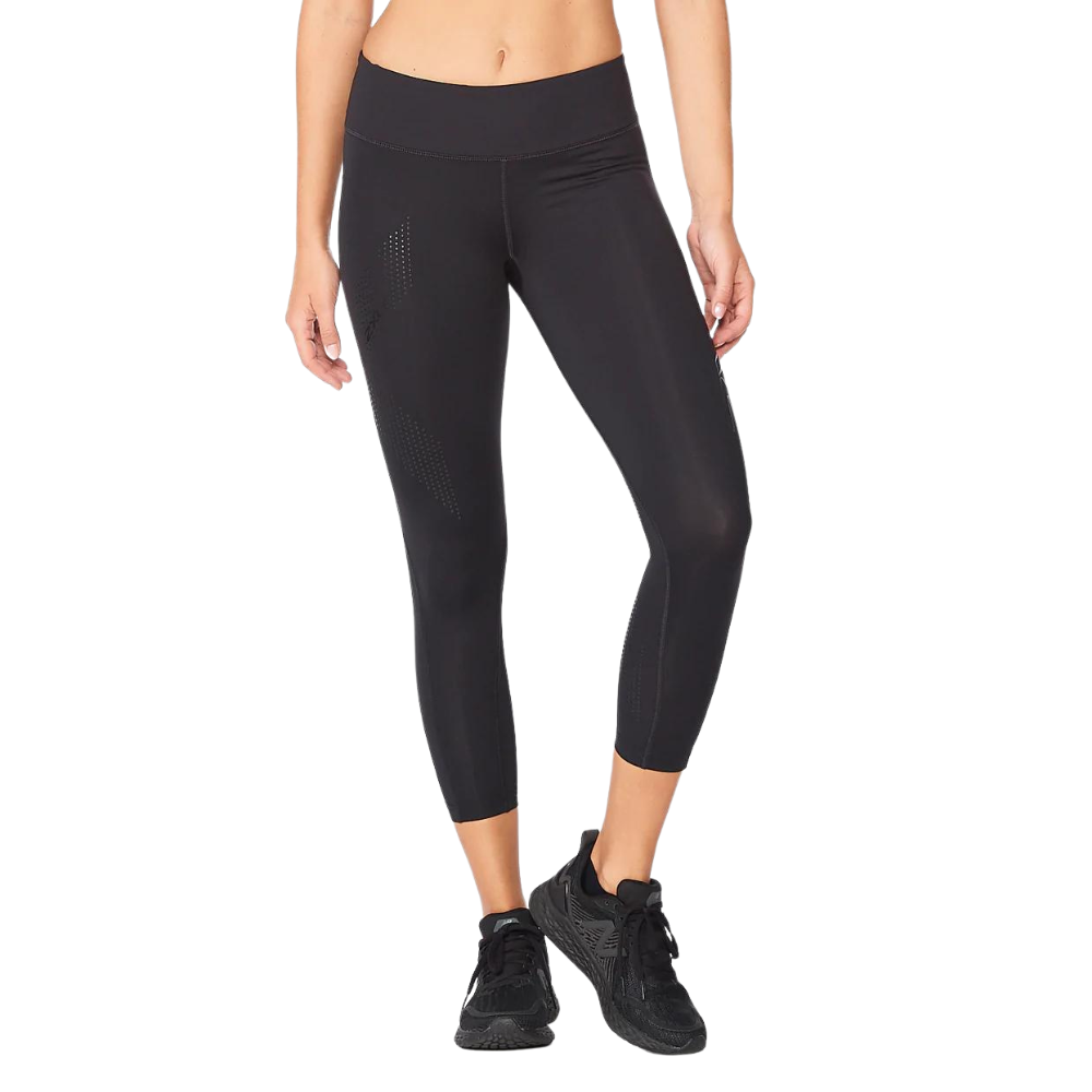 2XU Motion Mid-Rise Compression Tight Womens APPAREL - Womens Compression Tights BLACK/DOTTED BLACK LOGO