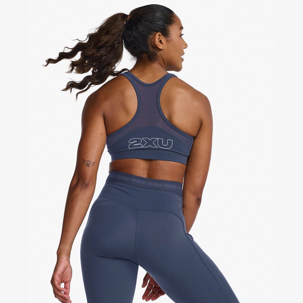 2XU Motion Zip Bra Womens APPAREL - Womens Bras INDIA INK/WHITE