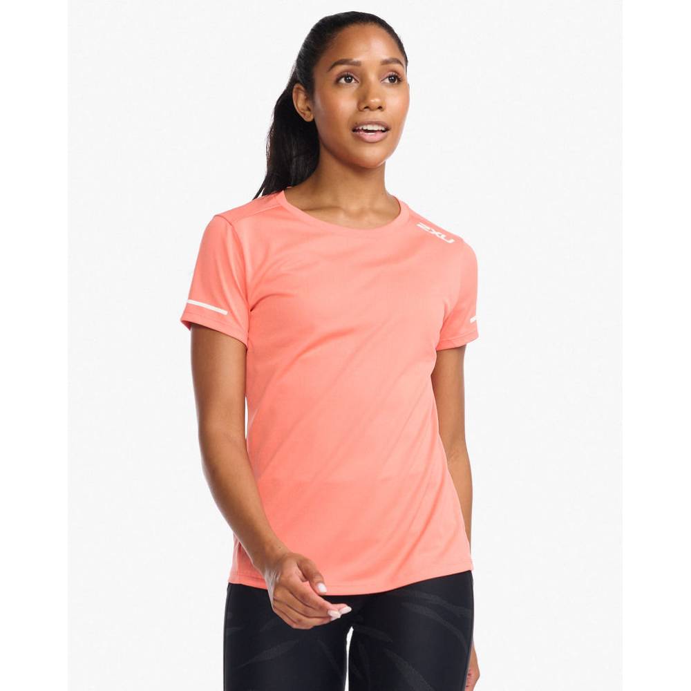 2XU Aero Tee Womens APPAREL - Womens T-Shirts HYPER CORAL/HYPER CORAL