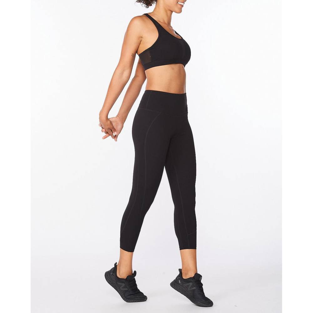 High-Waisted Elevate 7/8-Length Mesh-Splice Compression Leggings For Women