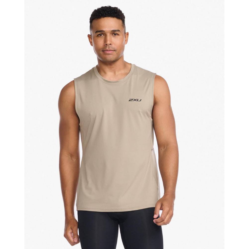 2XU Motion Tank Mens APPAREL - Mens Tanks STONE/BLACK