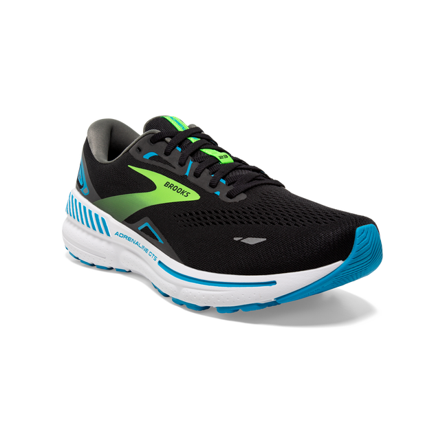 BROOKS Adrenaline GTS 23 Mens FOOTWEAR - Mens Stability BLACK/HAWAIIAN OCEAN/GREEN