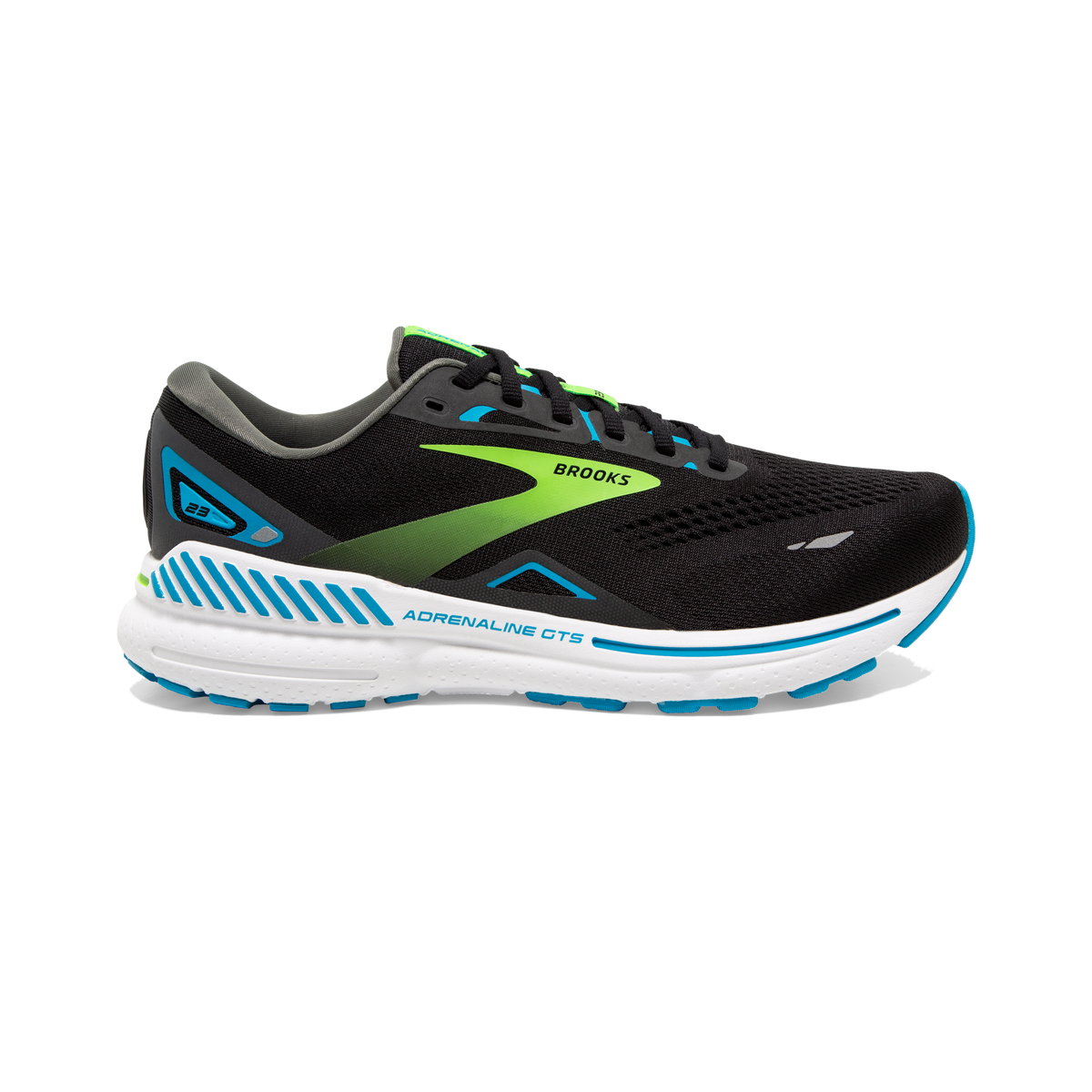 BROOKS Adrenaline GTS 23 Mens FOOTWEAR - Mens Stability BLACK/HAWAIIAN OCEAN/GREEN