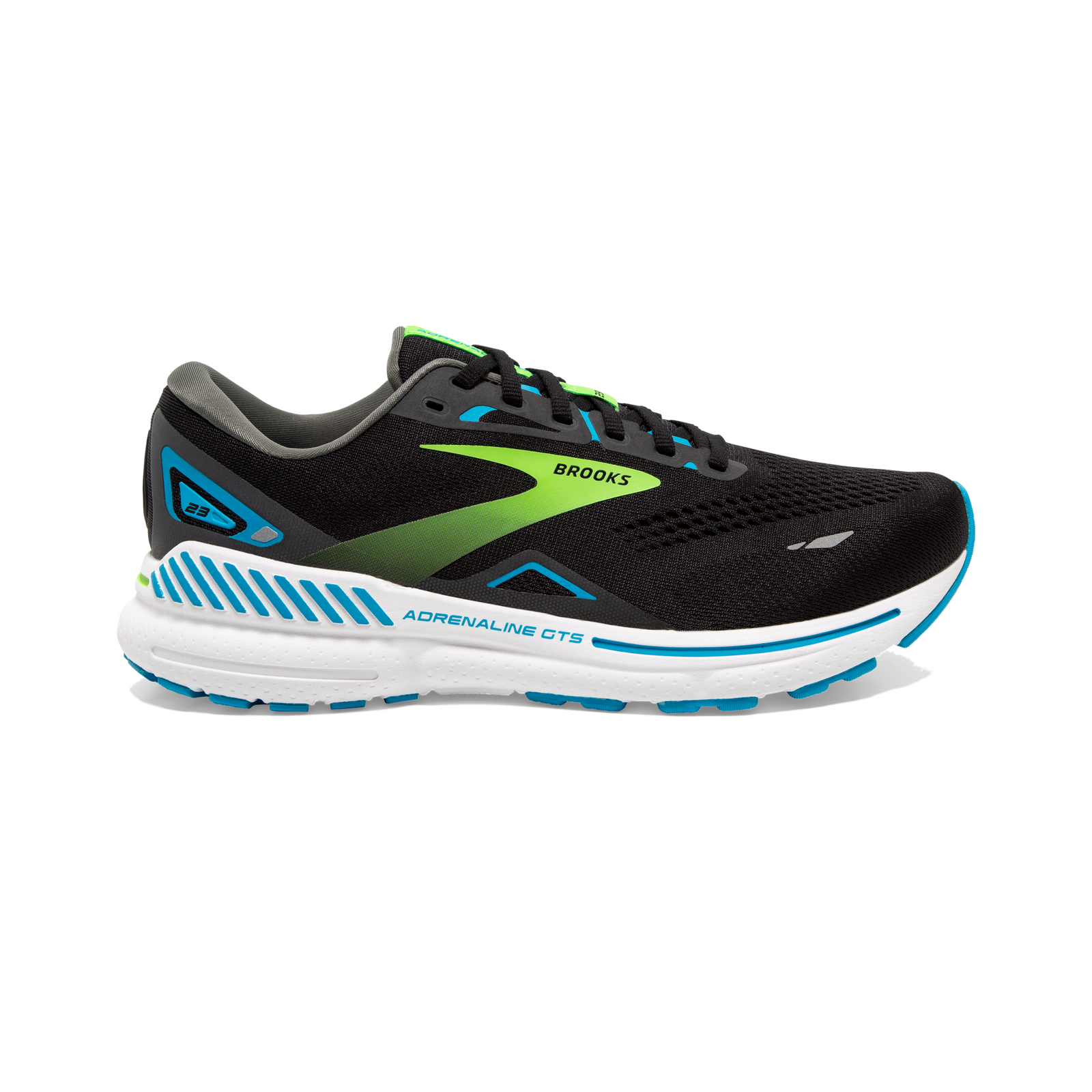 BROOKS Adrenaline GTS 23 Mens FOOTWEAR - Mens Stability BLACK/HAWAIIAN OCEAN/GREEN