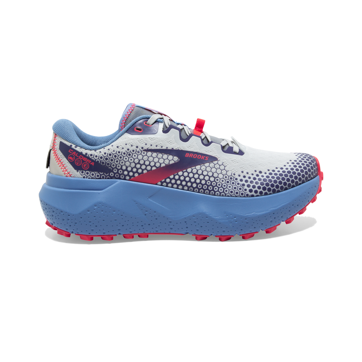 BROOKS Caldera 6 Womens FOOTWEAR - Womens Trail OYSTER/BLISSFUL BLUE/PINK
