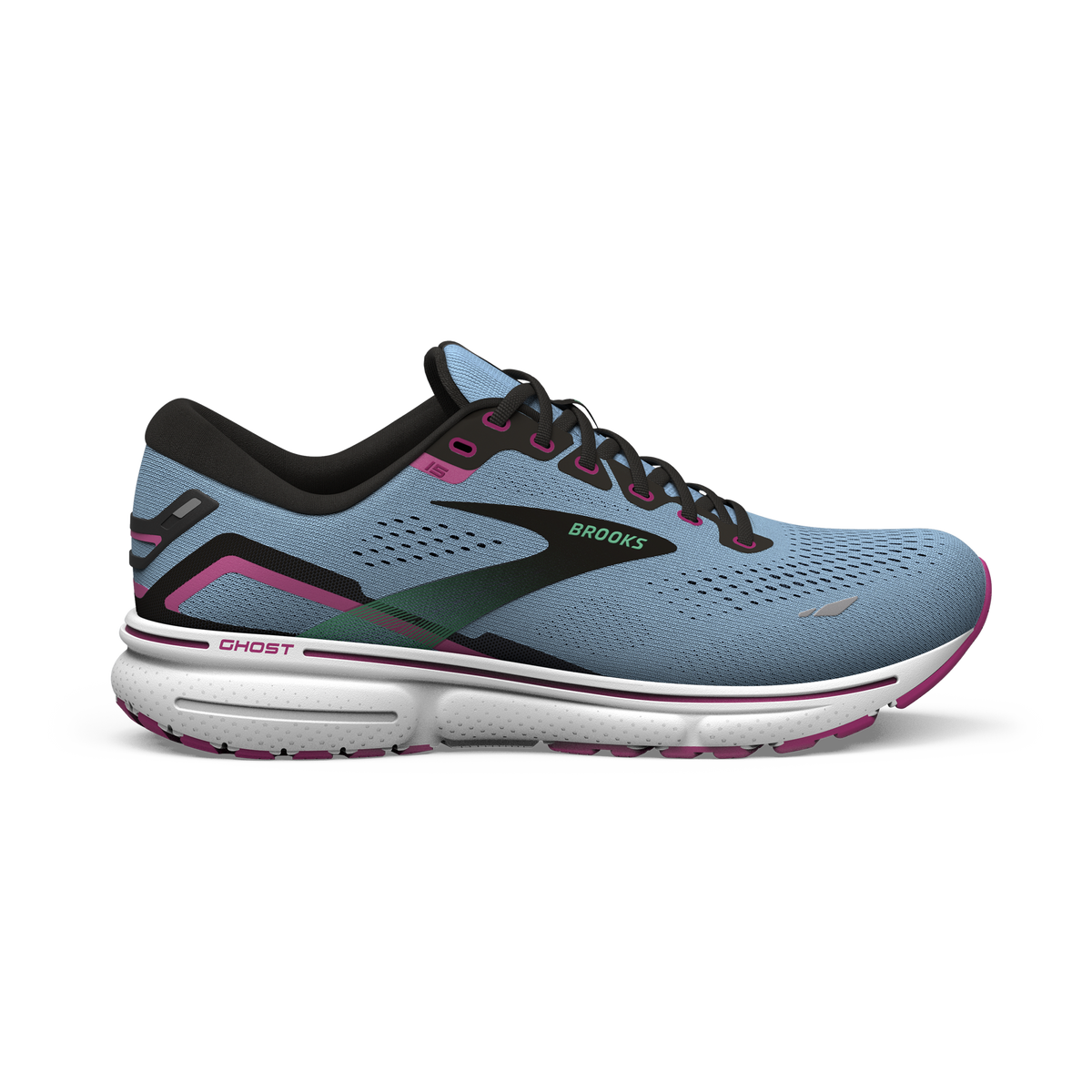 BROOKS Ghost 15 Womens FOOTWEAR - Womens Neutral BLUE BELL/BLACK/PINK