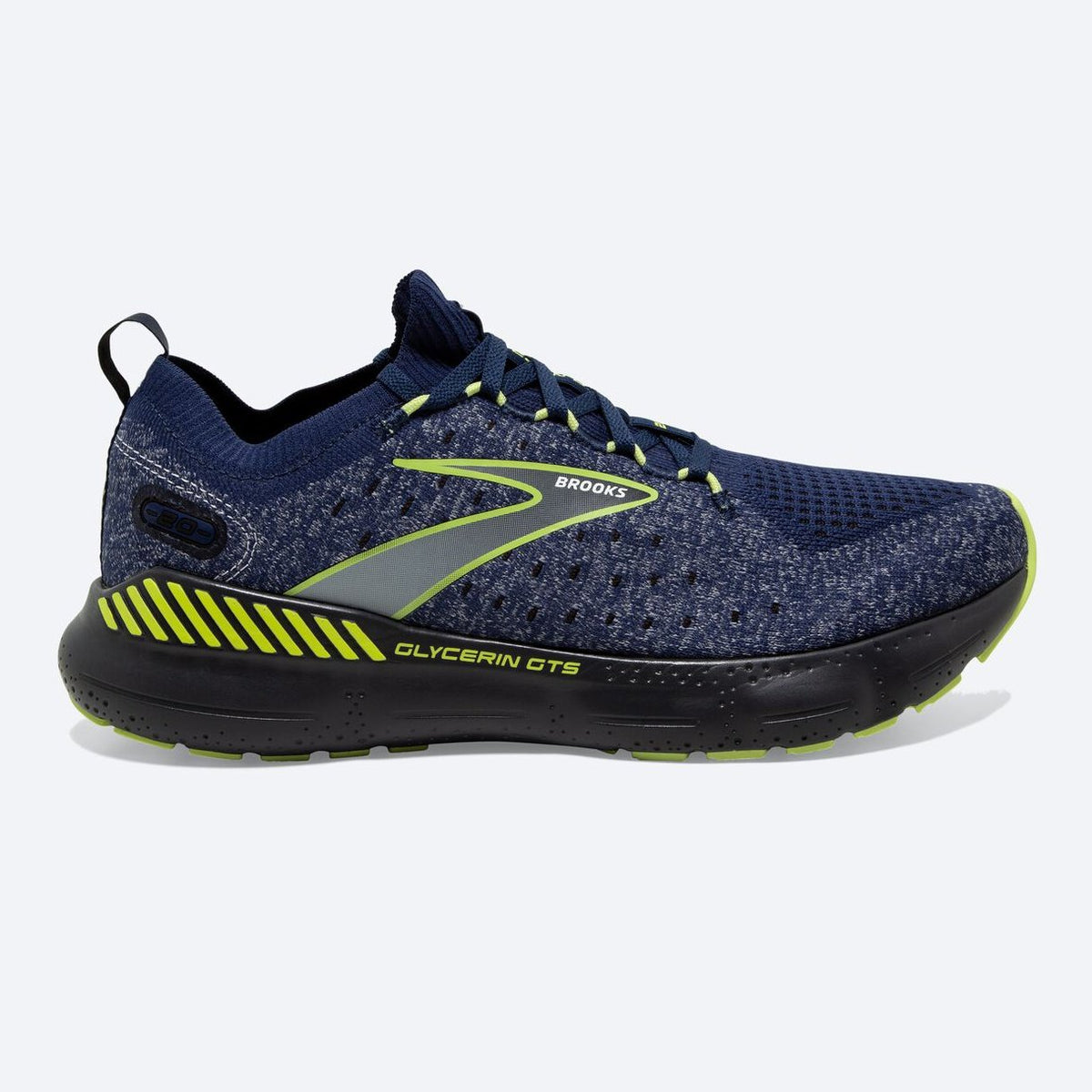BROOKS Glycerin StealthFit GTS 20 Mens FOOTWEAR - Mens Stability Cushioned BLUE/EBONY/LIME