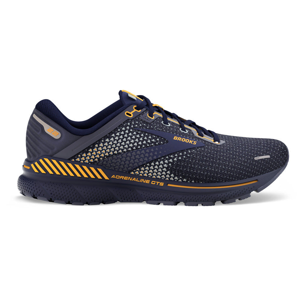 Brooks Adrenaline GTS 22 Mens FOOTWEAR - Mens Stability PEACOAT/GREY/SUNFLOWER