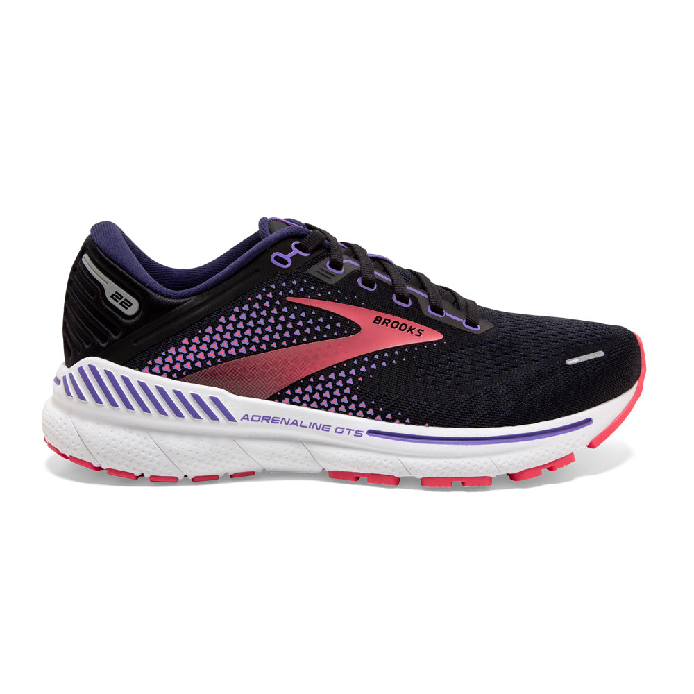 BROOKS Adrenaline GTS 22 Womens FOOTWEAR - Womens Stability BLACK/PURPLE/CORAL