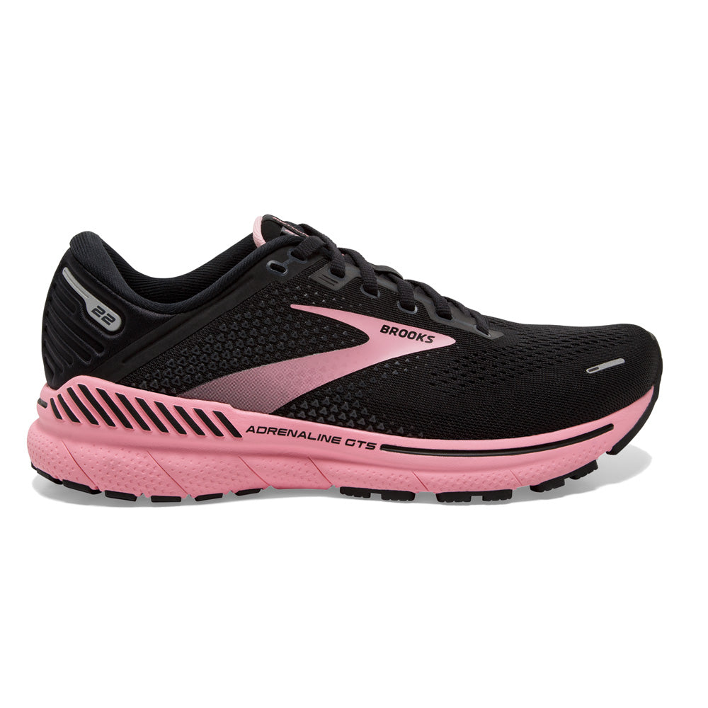 Brooks Adrenaline GTS 22 Womens FOOTWEAR - Womens Stability BLACK/DIANTHUS/SILVER